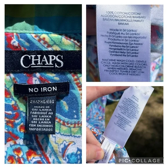 Chaps Paisley Button-Up Shirt Blouse Women’s Size 2X Plus Size Boho - Picture 9 of 16